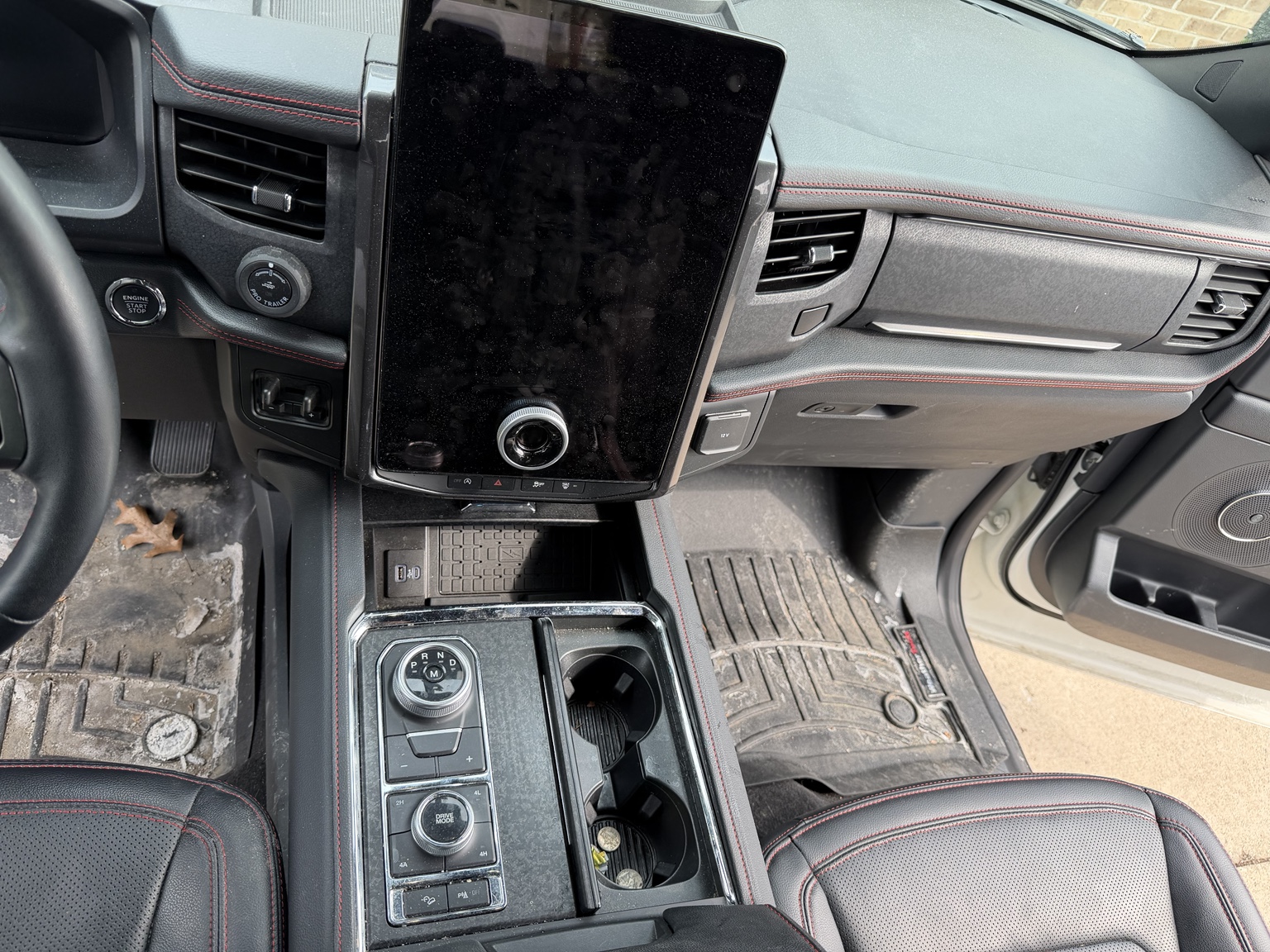 Ford Expedition center console before interior detailing