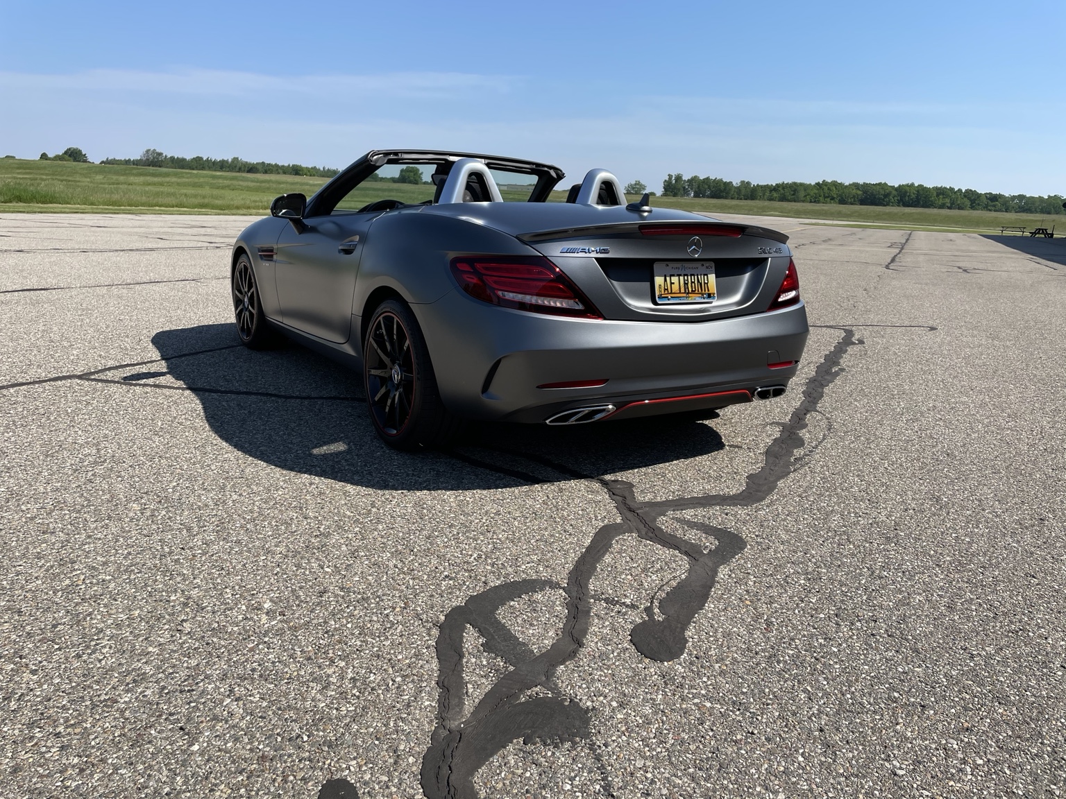 Rear view of Mercedes-AMG SLC 43 after exterior detailing